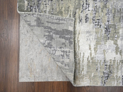 Modern / Contemporary hand-knotted wool/silk runner in Gray, 2'9" x 22'3" — SKU O084234 (view 3)