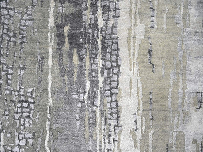 Modern / Contemporary hand-knotted wool/silk runner in Gray, 2'9" x 22'3" — SKU O084234 (view 5)
