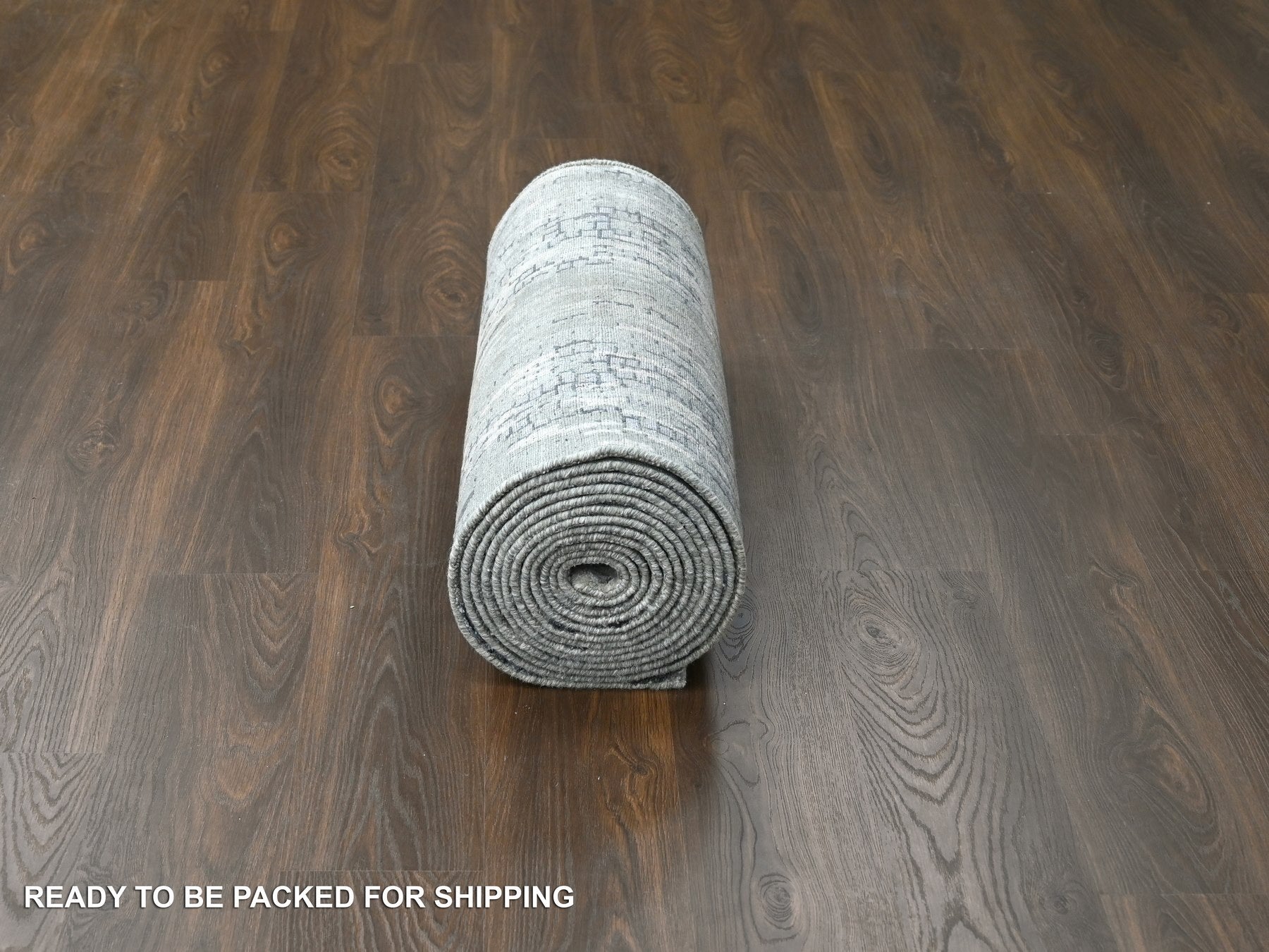 Modern / Contemporary hand-knotted wool/silk runner in Gray, 2'9" x 22'3" — SKU O084234 (view 6)