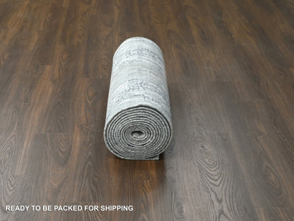Modern / Contemporary hand-knotted wool/silk runner in Gray, 2'9" x 22'3" — SKU O084234 (view 6)