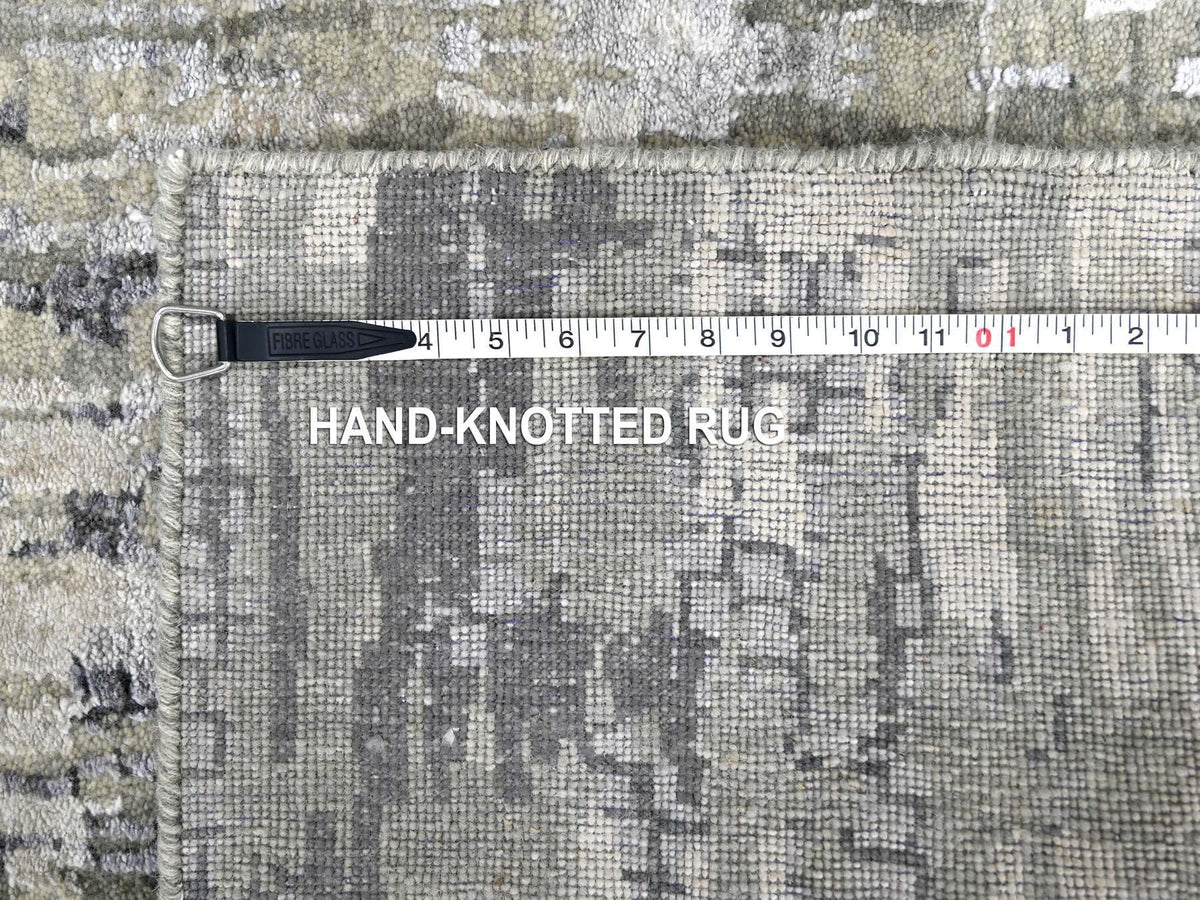 Modern / Contemporary hand-knotted wool/silk runner in Gray, 2'9" x 22'3" — SKU O084234 (view 8)