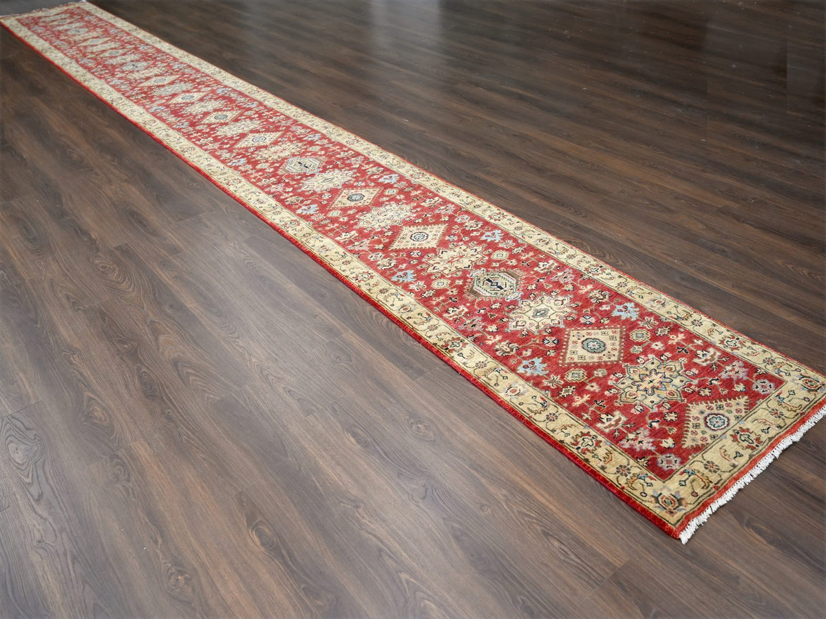 Heriz hand-knotted wool runner in Red & Gold, 2'10" x 24'9" — SKU O084263 (view 2)