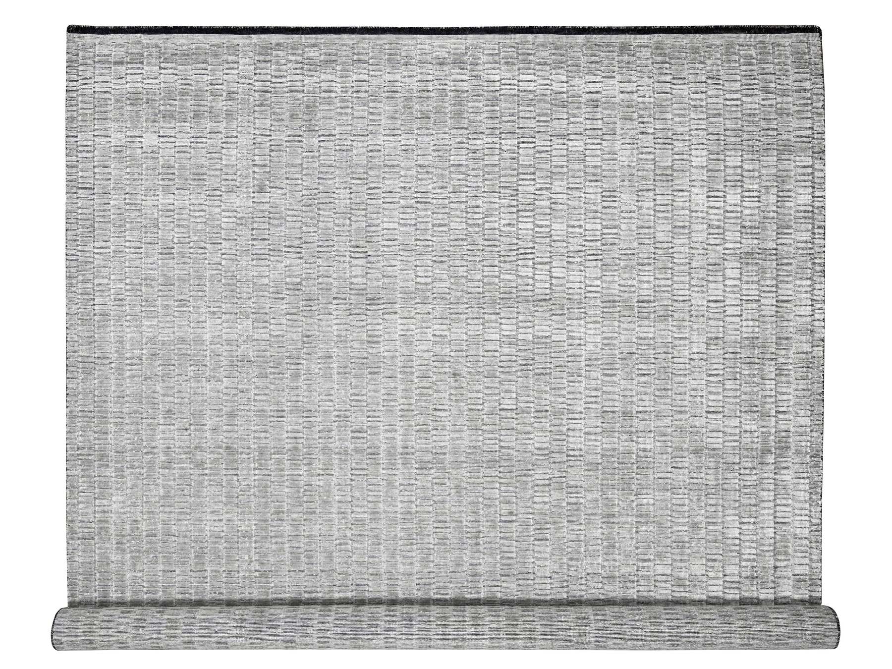 Modern / Contemporary hand-knotted wool/silk rug in Gray, 10' x 14'4" — SKU O084272