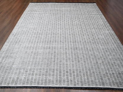 Modern / Contemporary hand-knotted wool/silk rug in Gray, 10' x 14'4" — SKU O084272 (view 2)