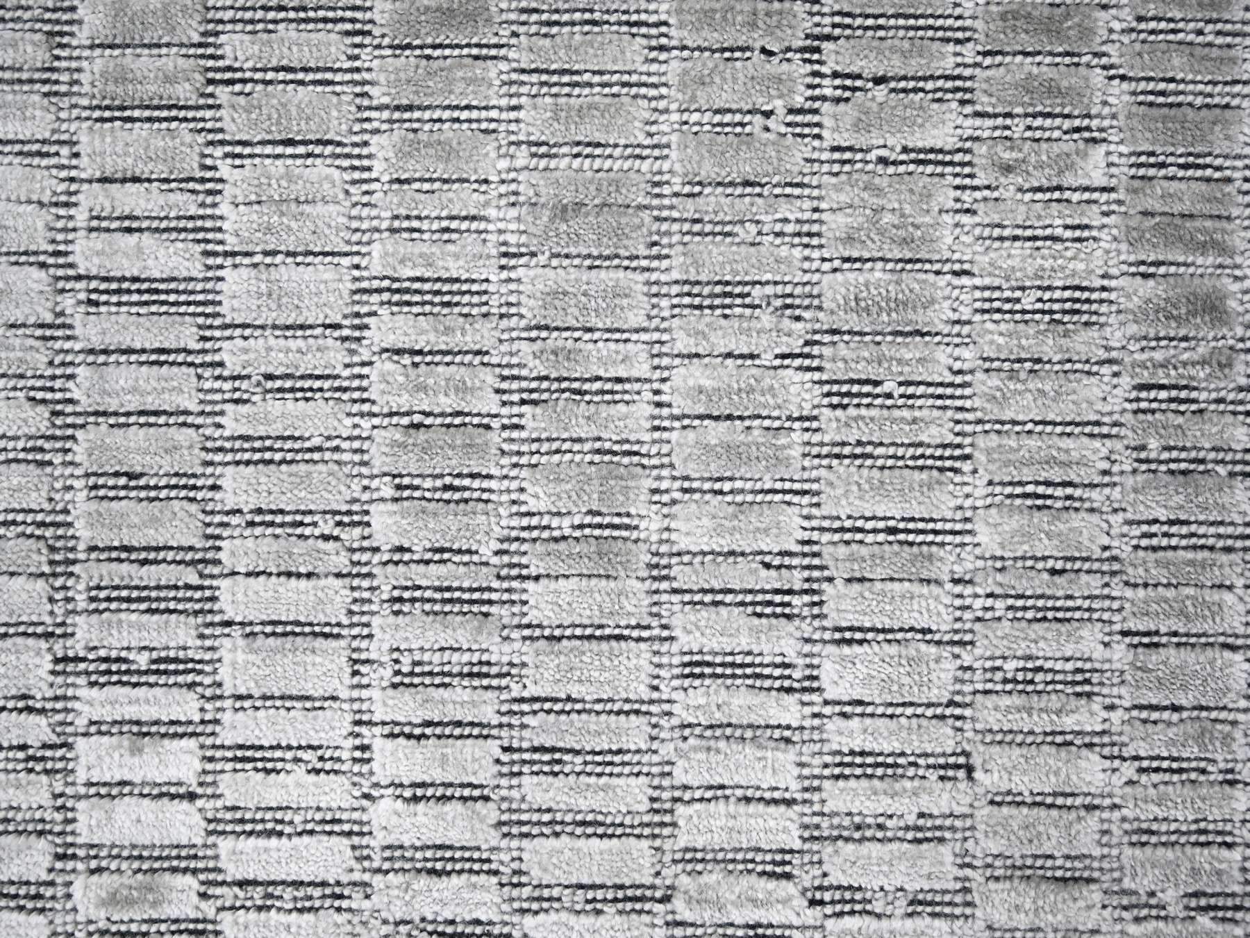 Modern / Contemporary hand-knotted wool/silk rug in Gray, 10' x 14'4" — SKU O084272 (view 8)