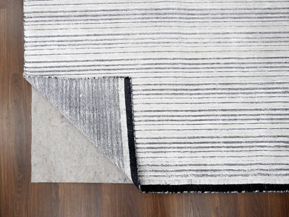 Modern / Contemporary hand-knotted wool/silk rug in Ivory, 9' x 12'1" — SKU O084280 (view 4)