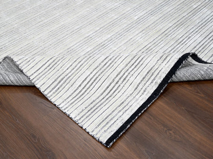 Modern / Contemporary hand-knotted wool/silk rug in Ivory, 9' x 12'1" — SKU O084280 (view 6)