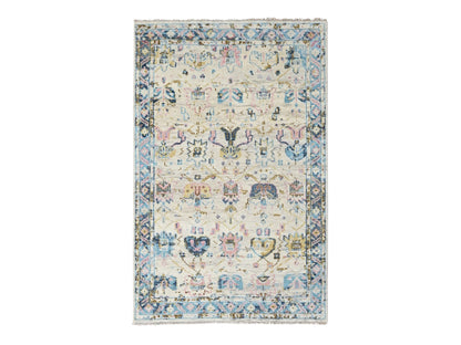 Ivory 5'10" x 8'10" Oushak And Peshawar Hand knotted Wool Rug - Sku: O084294