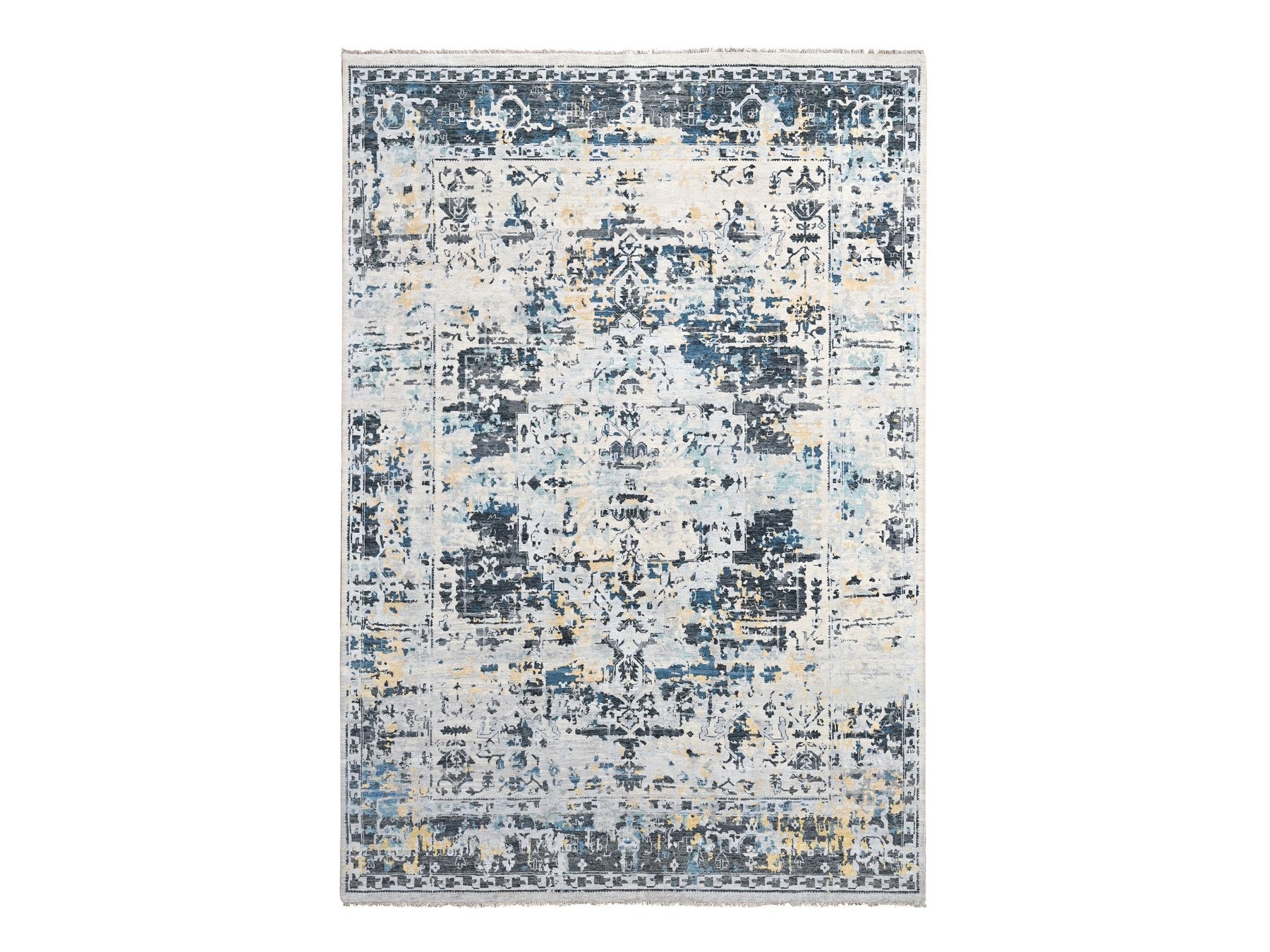 Heriz Transitional hand-knotted wool rug in Ivory, 8'10" x 12' — SKU O084302