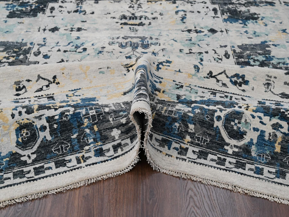 Heriz Transitional hand-knotted wool rug in Ivory, 8'10" x 12' — SKU O084302 (view 5)