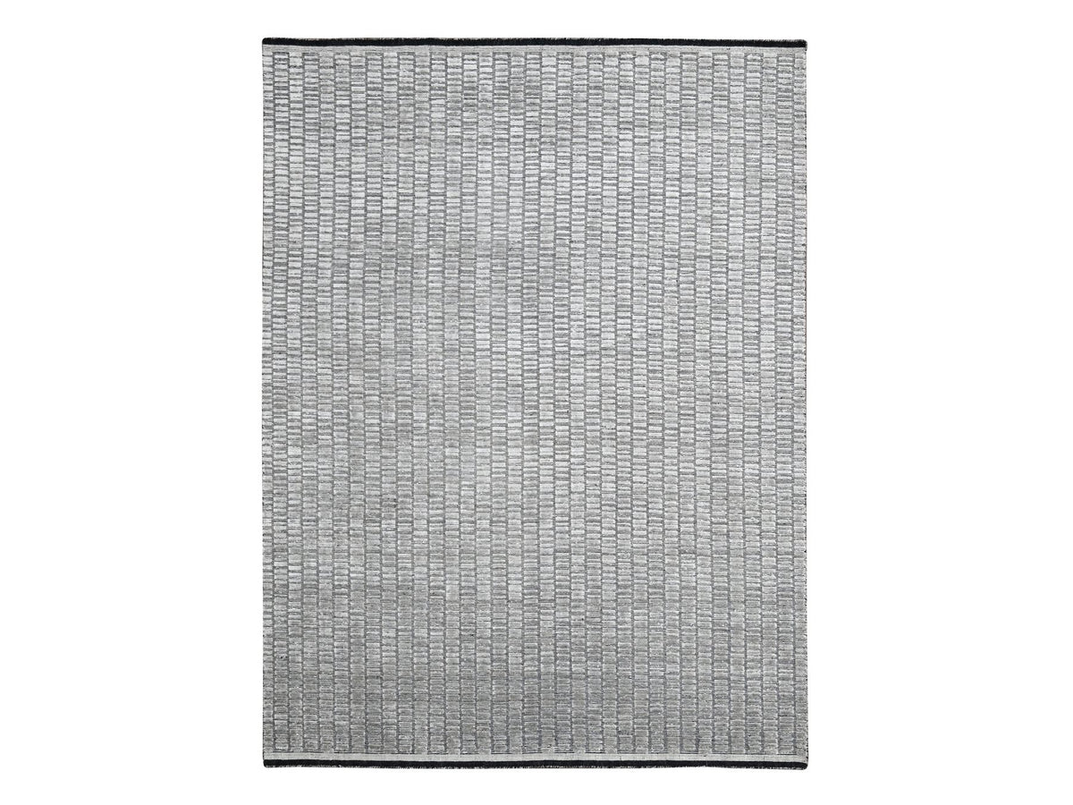 Modern / Contemporary hand-knotted wool/plant based silk rug in Gray, 7'10" x 10' — SKU O084307