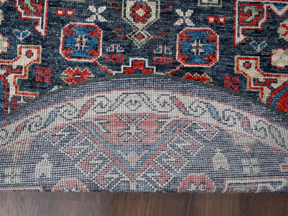 Black 7'9" x 7'9" Heriz Hand knotted Wool Rug - Sku: O084319