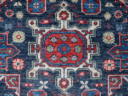 Black 7'9" x 7'9" Heriz Hand knotted Wool Rug - Sku: O084319
