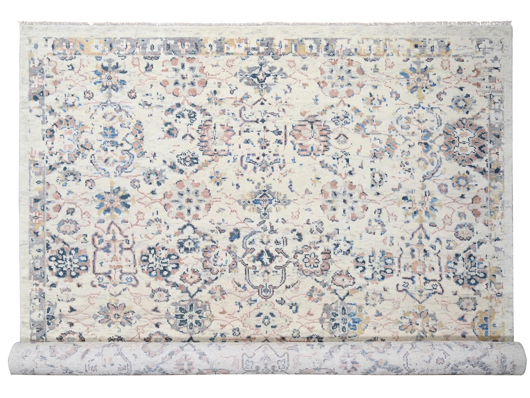 Mahal Oushak hand-knotted wool rug in Ivory, 12'1" x 14'9" — SKU O084331