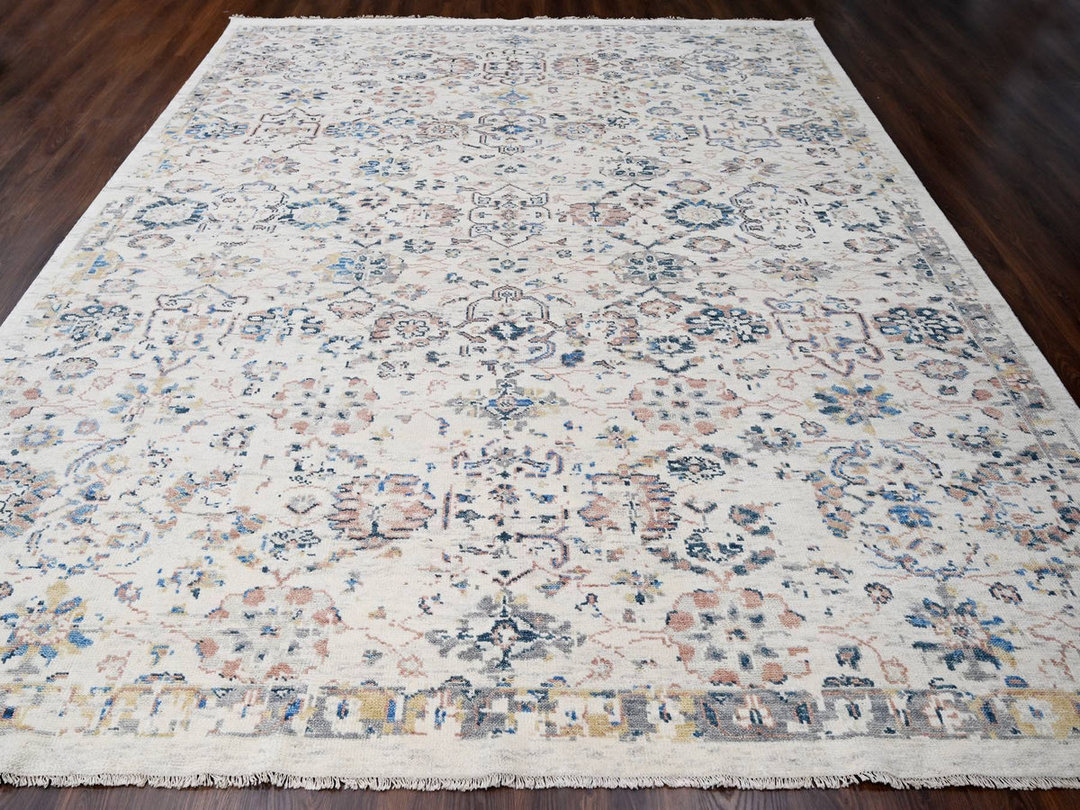Mahal Oushak hand-knotted wool rug in Ivory, 12'1" x 14'9" — SKU O084331 (view 2)