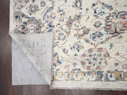 Ivory 12'1" x 14'9" Oushak And Peshawar Hand knotted Wool Rug - Sku: O084331
