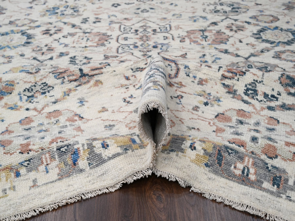 Mahal Oushak hand-knotted wool rug in Ivory, 12'1" x 14'9" — SKU O084331 (view 5)