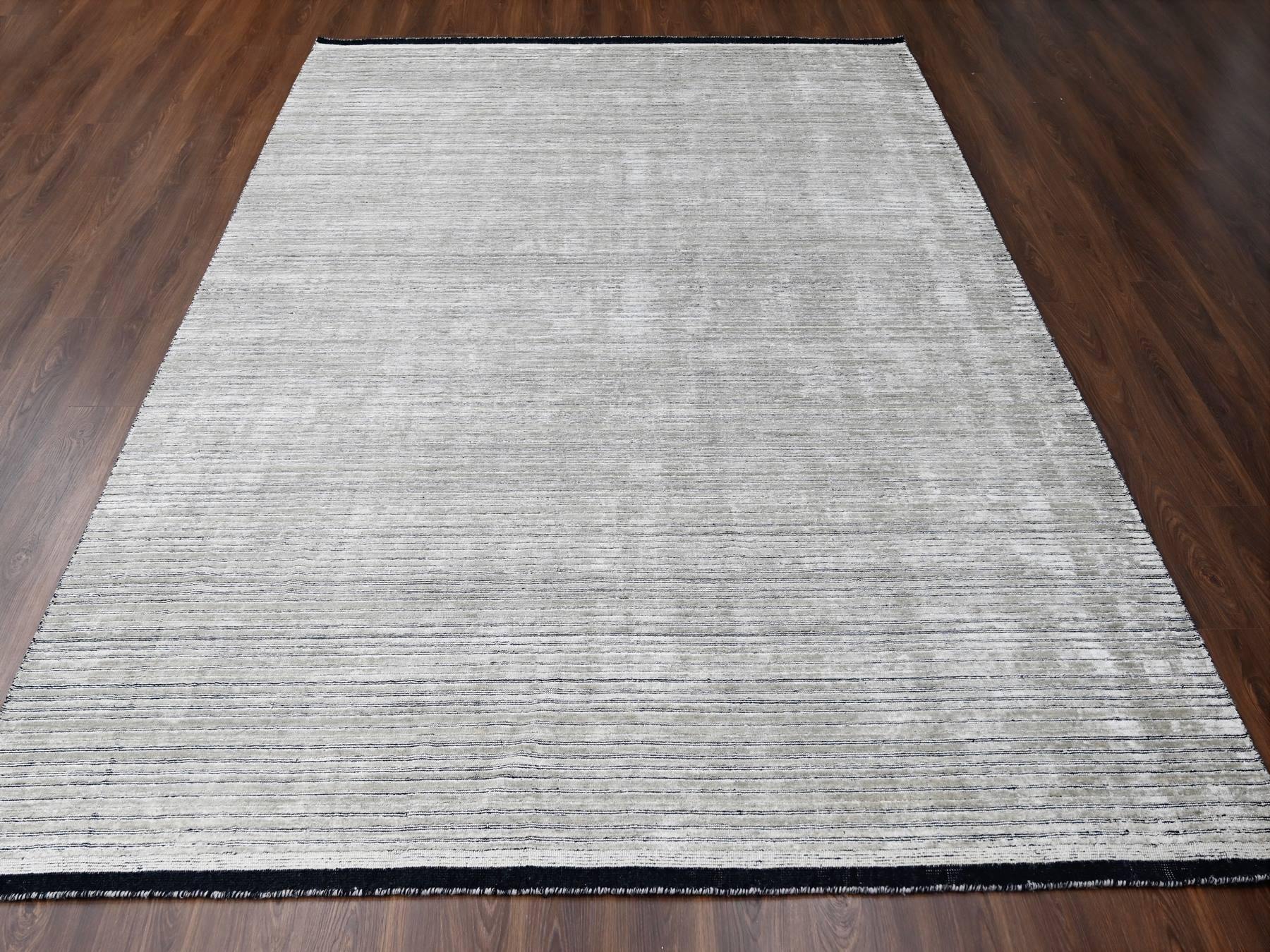Modern / Contemporary hand-knotted wool/plant based silk rug in Brown, 9'1" x 12'1" — SKU O084347 (view 2)