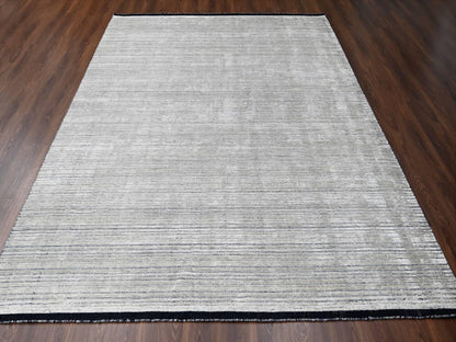 Brown 9'1" x 12'1" Modern / Contemporary Handloom Wool/Silk Rug - Sku: O084347