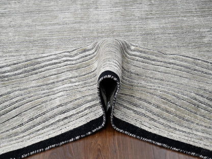 Brown 9'1" x 12'1" Modern / Contemporary Handloom Wool/Silk Rug - Sku: O084347