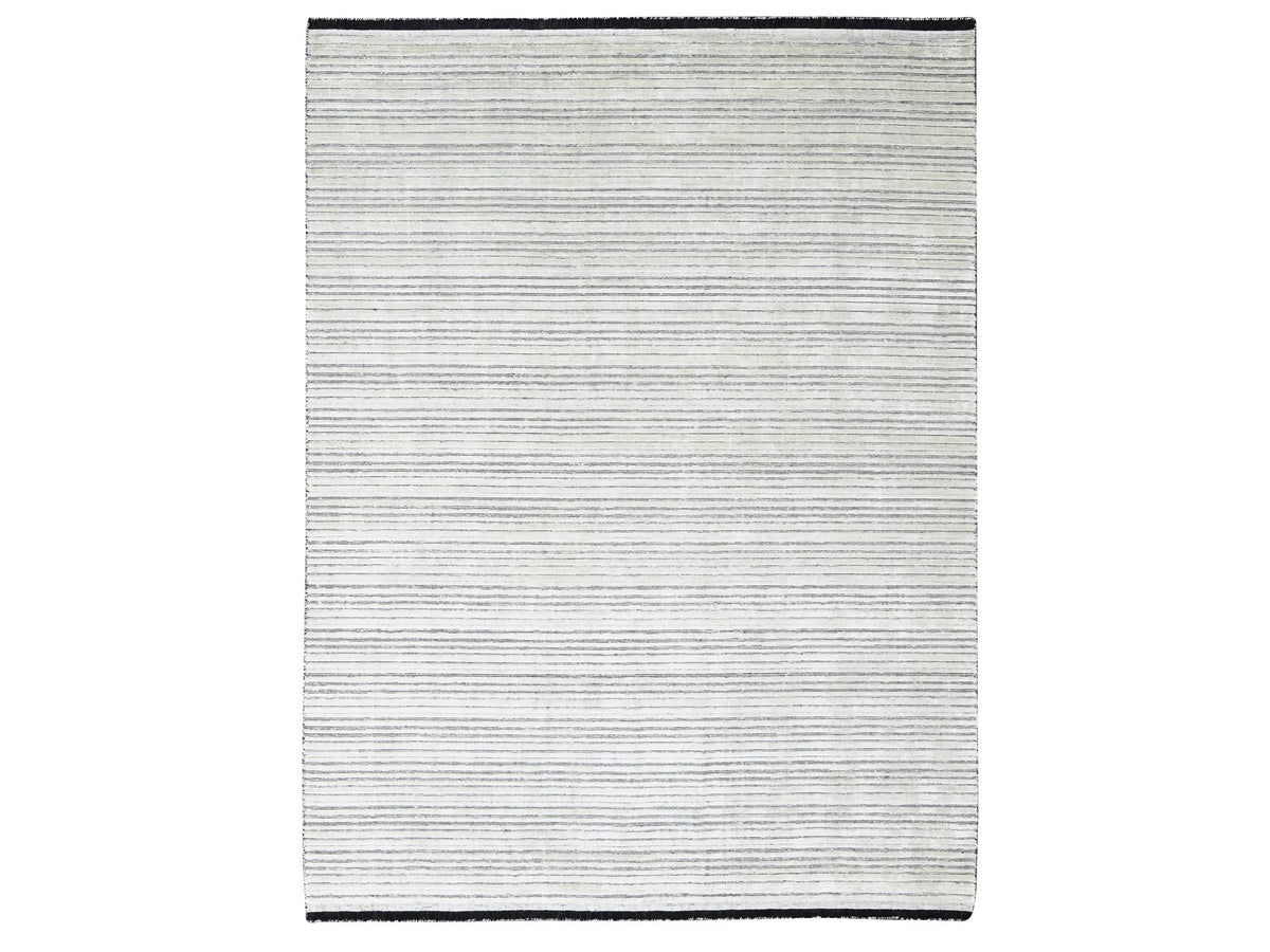 Modern / Contemporary hand-knotted wool/plant based silk rug in Ivory, 8' x 10' — SKU O084349