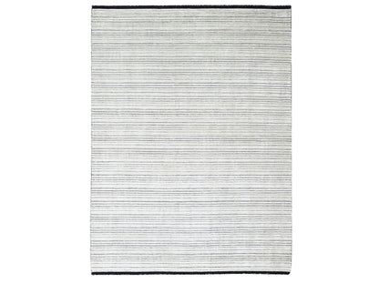 Modern / Contemporary hand-knotted wool/plant based silk rug in Ivory, 8' x 10' — SKU O084349
