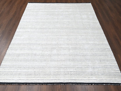 Modern / Contemporary hand-knotted wool/plant based silk rug in Ivory, 8' x 10' — SKU O084349 (view 2)