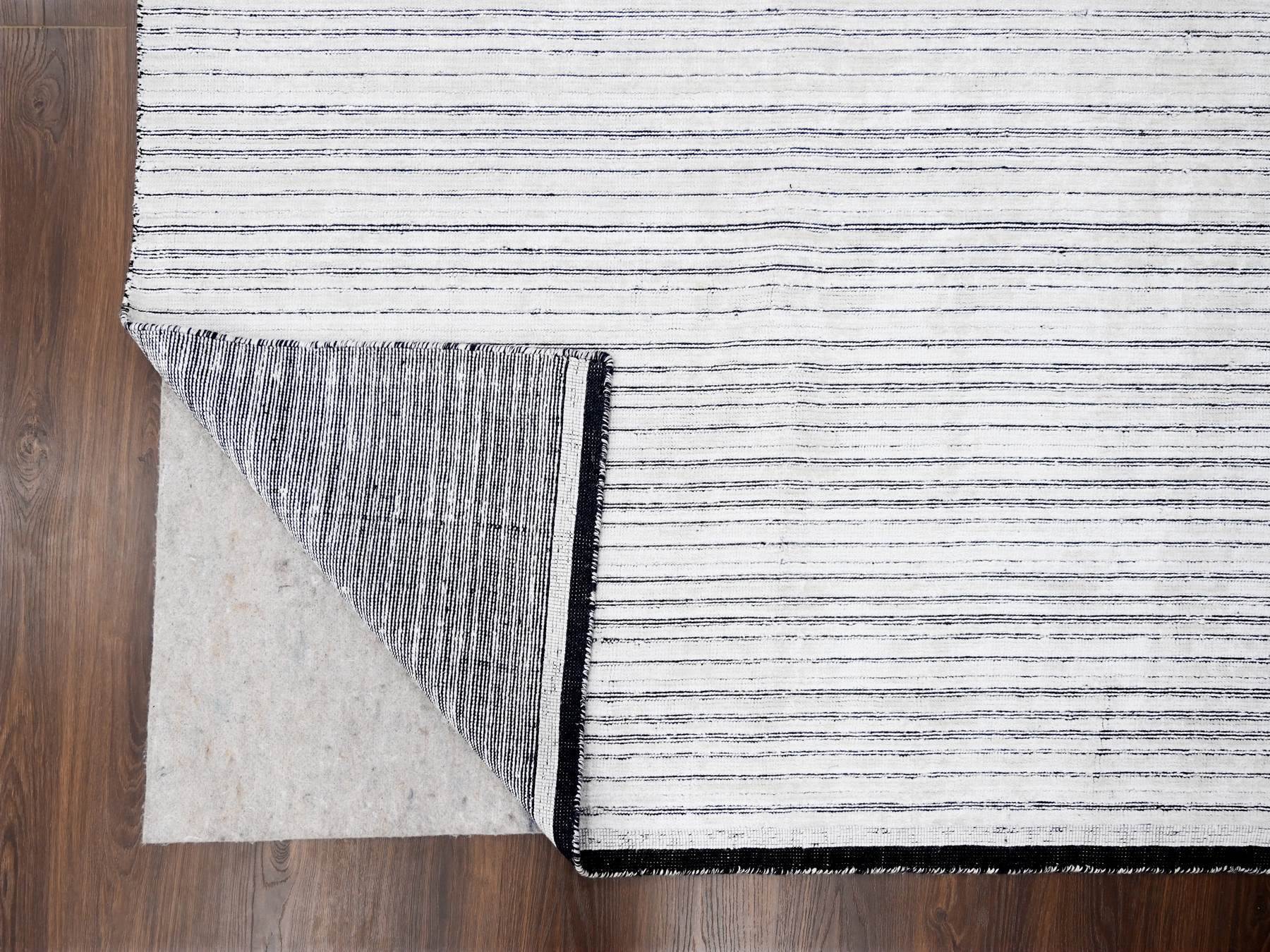 Modern / Contemporary hand-knotted wool/plant based silk rug in Ivory, 8' x 10' — SKU O084349 (view 4)