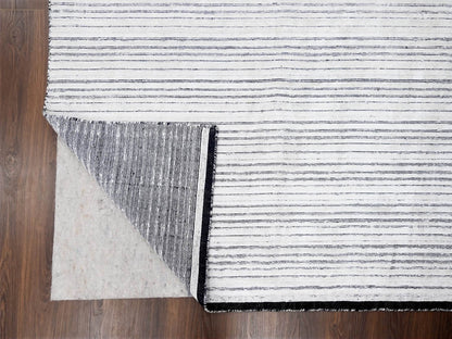 Modern / Contemporary hand-knotted wool/plant based silk rug in Ivory, 8' x 10' — SKU O084349 (view 4)