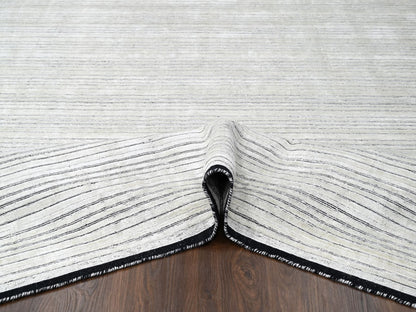 Modern / Contemporary hand-knotted wool/plant based silk rug in Ivory, 8' x 10' — SKU O084349 (view 5)