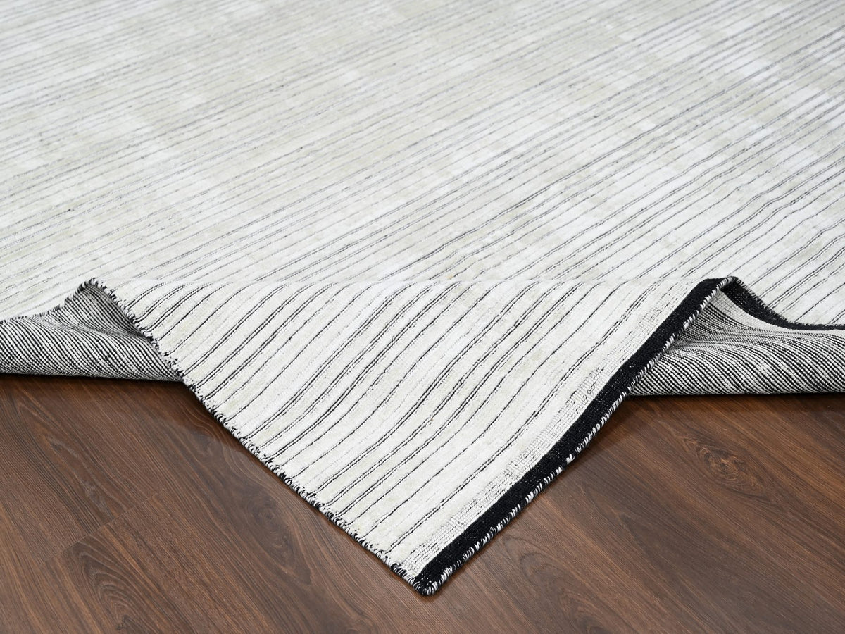 Modern / Contemporary hand-knotted wool/plant based silk rug in Ivory, 8' x 10' — SKU O084349 (view 6)