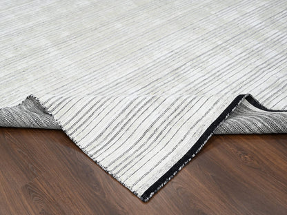 Modern / Contemporary hand-knotted wool/plant based silk rug in Ivory, 8' x 10' — SKU O084349 (view 6)