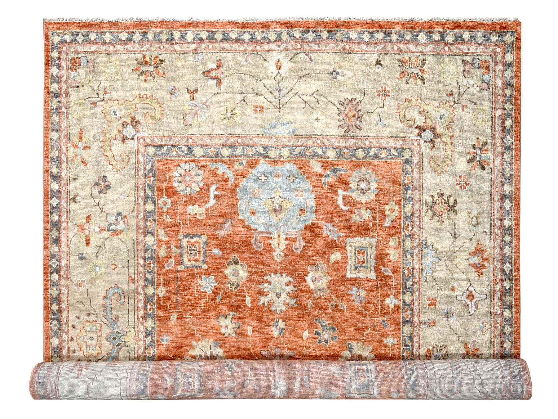 Oushak Oushak hand-knotted wool rug in Orange & Camel, 12' x 17'8" — SKU O084358