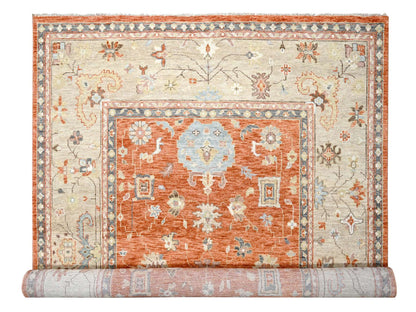 Oushak Oushak hand-knotted wool rug in Orange & Camel, 12' x 17'8" — SKU O084358