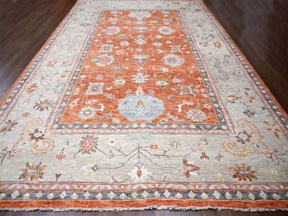 Oushak Oushak hand-knotted wool rug in Orange & Camel, 12' x 17'8" — SKU O084358 (view 2)