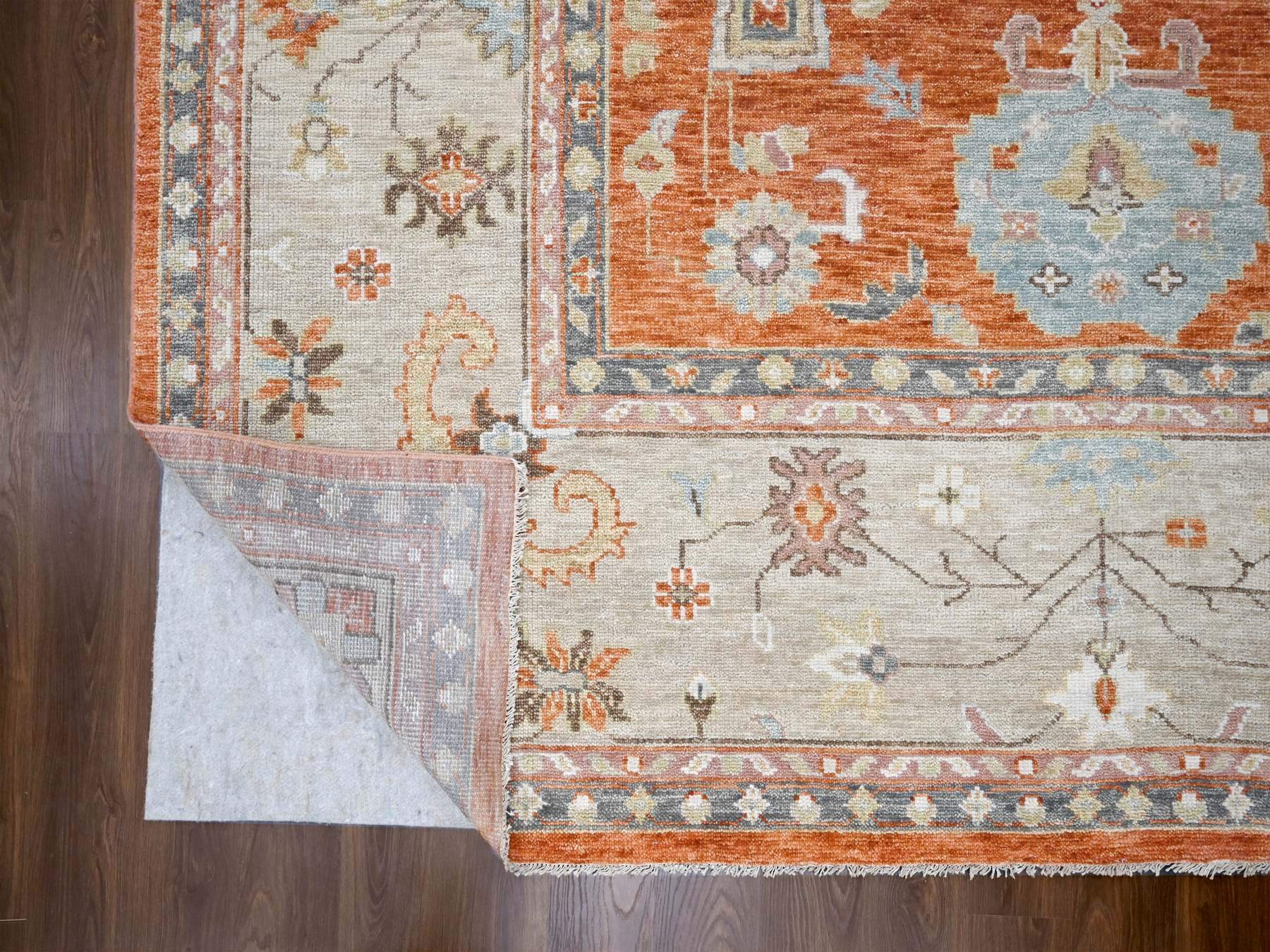 Oushak Oushak hand-knotted wool rug in Orange & Camel, 12' x 17'8" — SKU O084358 (view 4)
