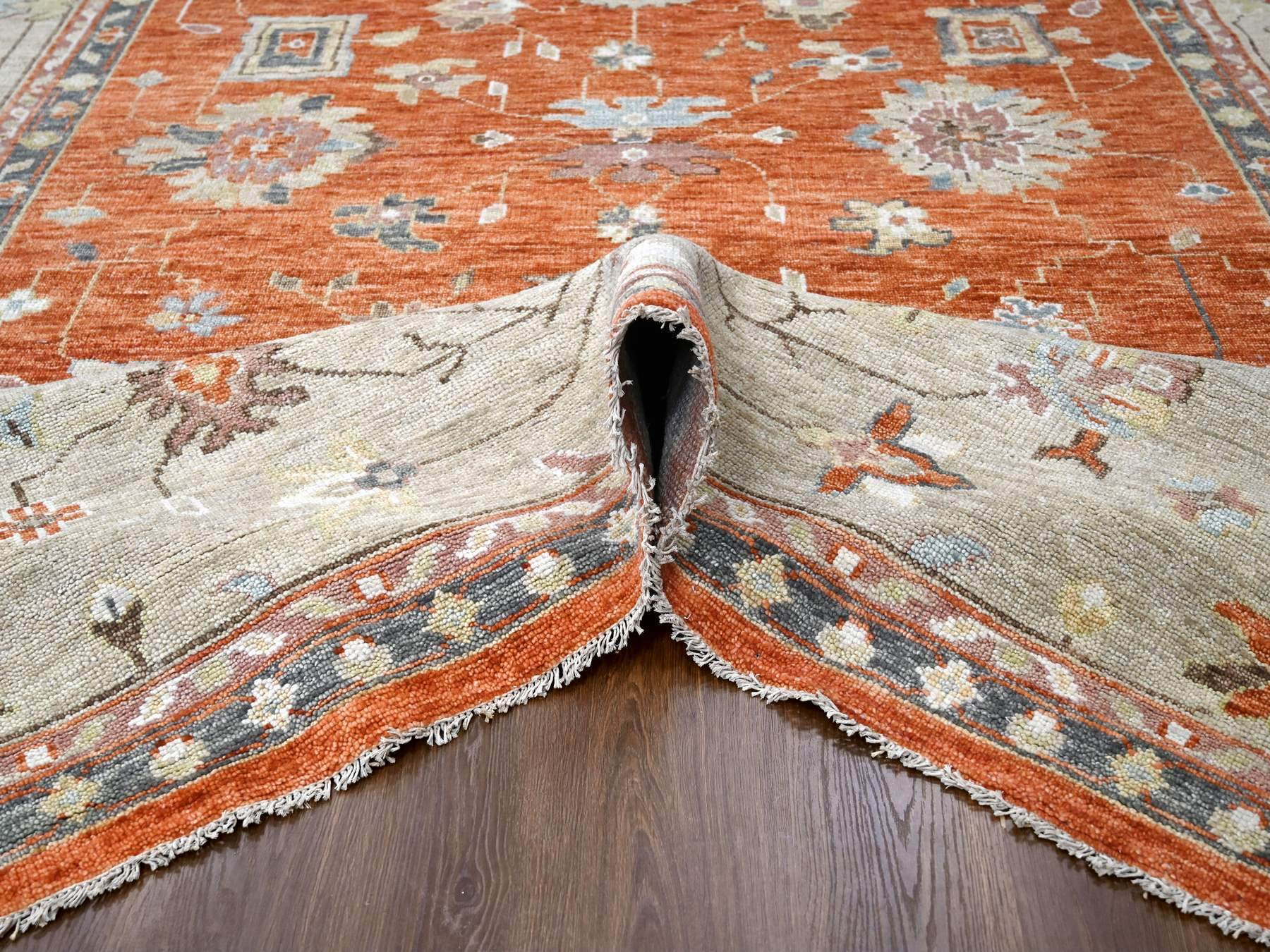 Oushak Oushak hand-knotted wool rug in Orange & Camel, 12' x 17'8" — SKU O084358 (view 5)