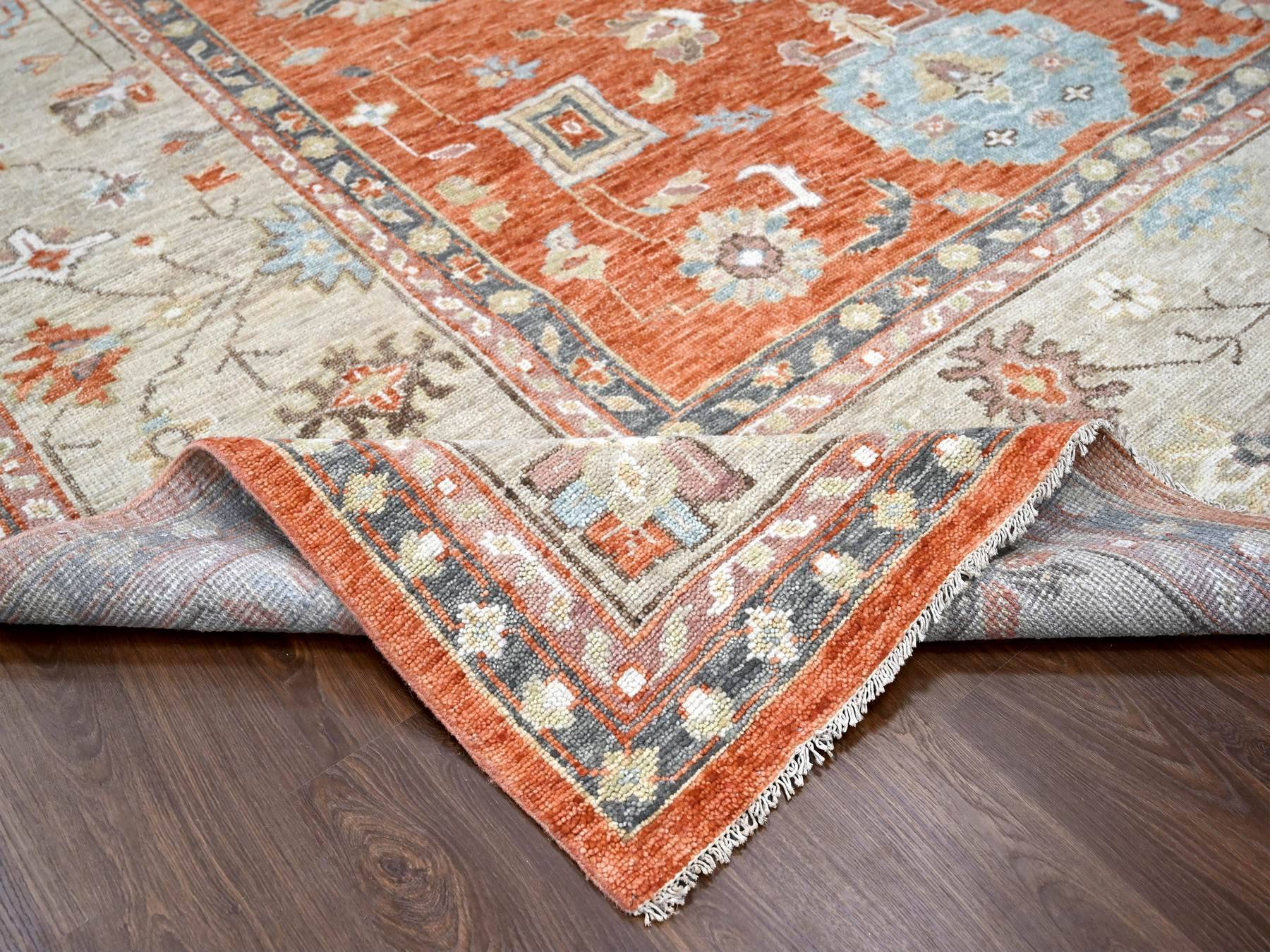 Oushak Oushak hand-knotted wool rug in Orange & Camel, 12' x 17'8" — SKU O084358 (view 6)