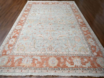 Green 11'10" x 14'8" Oushak / Peshawar Hand knotted Wool Rug - Sku: O084359