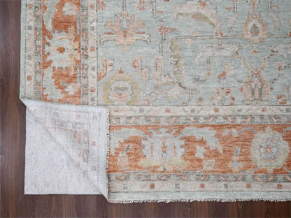 Green 11'10" x 14'8" Oushak / Peshawar Hand knotted Wool Rug - Sku: O084359