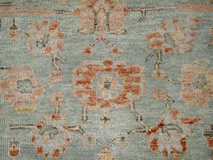 Green 11'10" x 14'8" Oushak / Peshawar Hand knotted Wool Rug - Sku: O084359