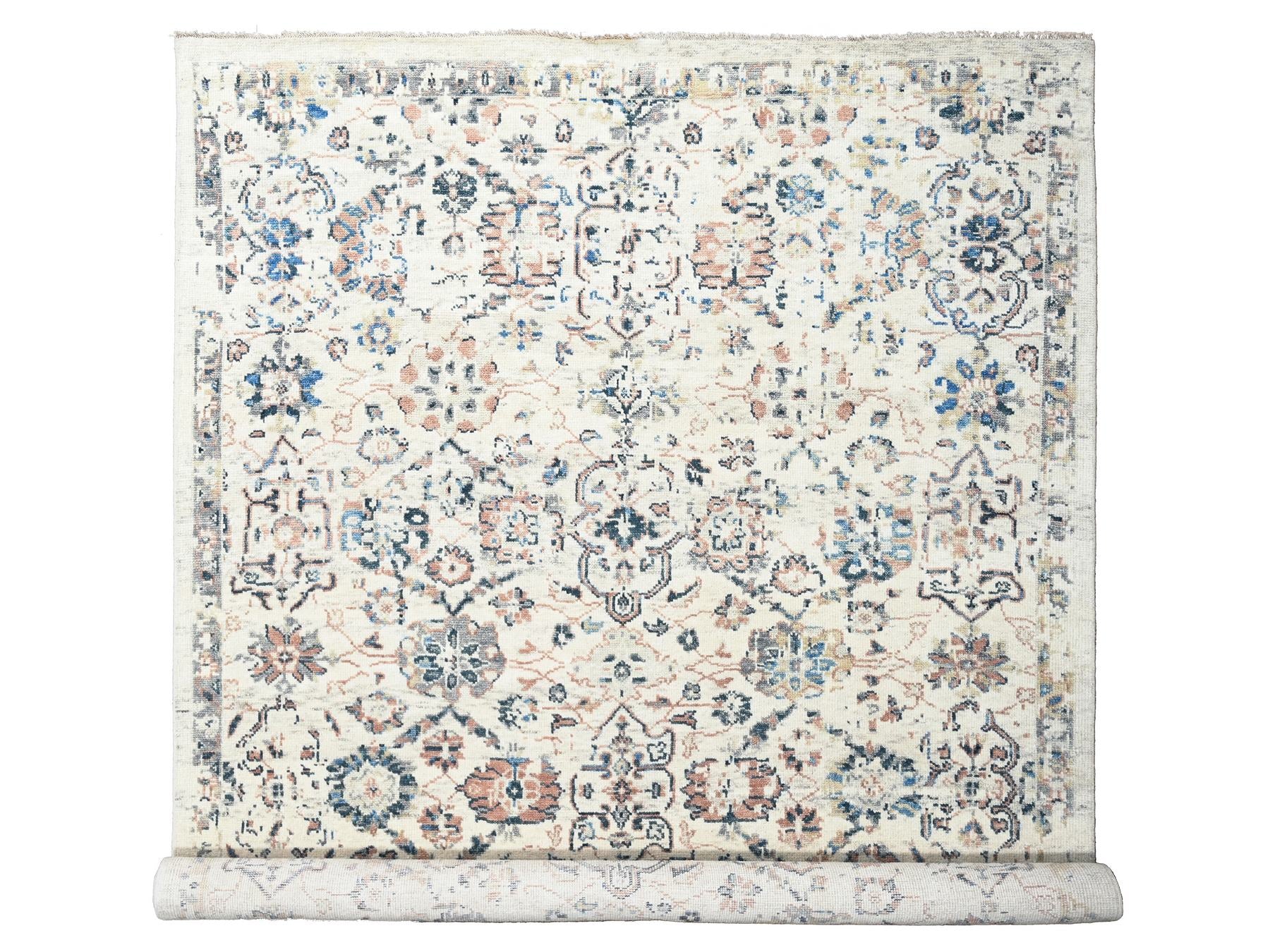 Mahal Oushak hand-knotted wool rug in Ivory, 9'9" x 14' — SKU O084363