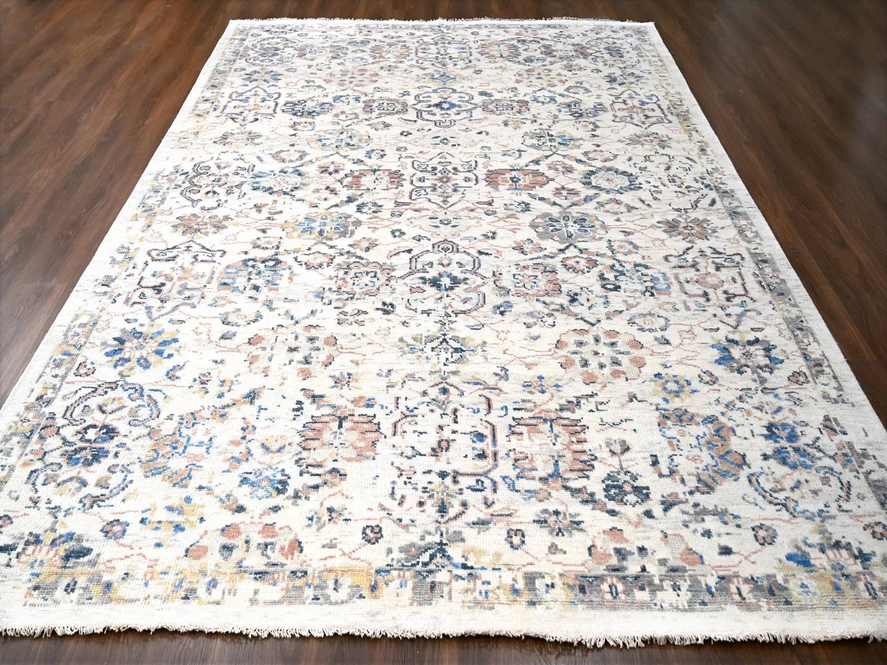 Mahal Oushak hand-knotted wool rug in Ivory, 9'9" x 14' — SKU O084363 (view 2)