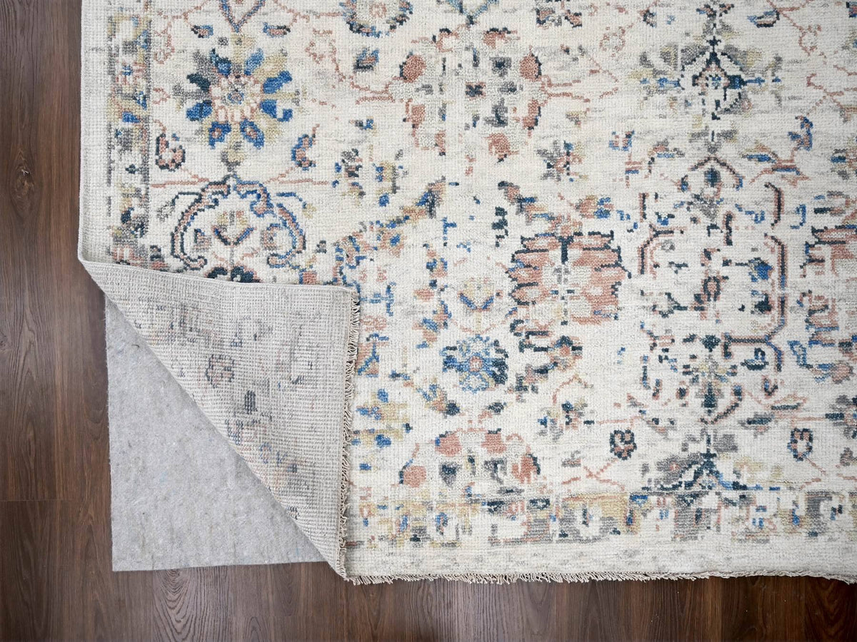 Mahal Oushak hand-knotted wool rug in Ivory, 9'9" x 14' — SKU O084363 (view 4)