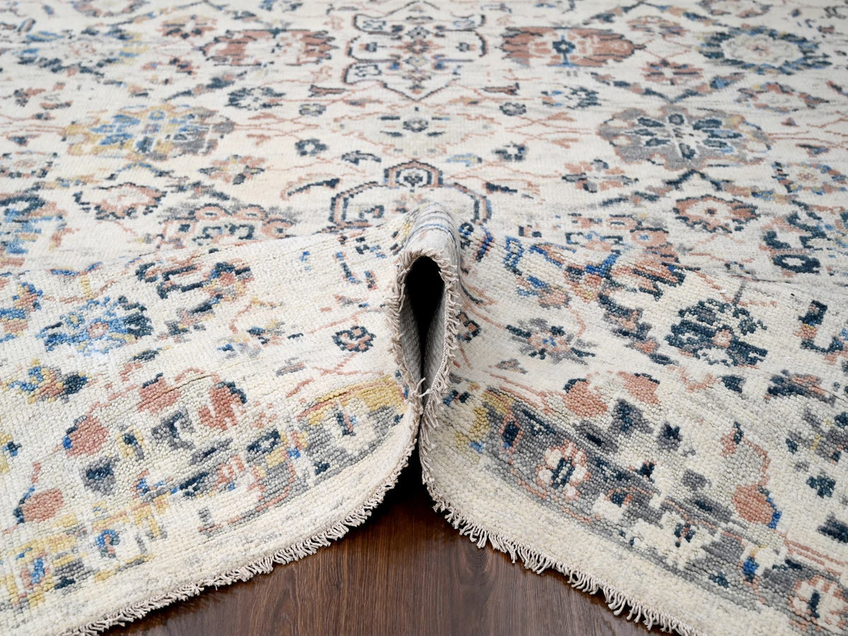 Mahal Oushak hand-knotted wool rug in Ivory, 9'9" x 14' — SKU O084363 (view 5)