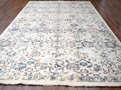 Ivory 11'10" x 17'8" Oushak And Peshawar Hand knotted Wool Rug - Sku: O084364