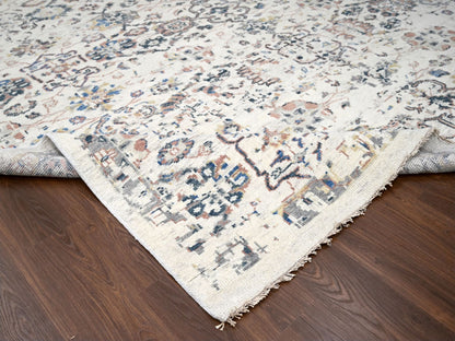 Ivory 11'10" x 17'8" Oushak And Peshawar Hand knotted Wool Rug - Sku: O084364