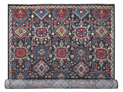 Black 12'0" x 18'0" Heriz Hand knotted Wool Rug - Sku: O084377
