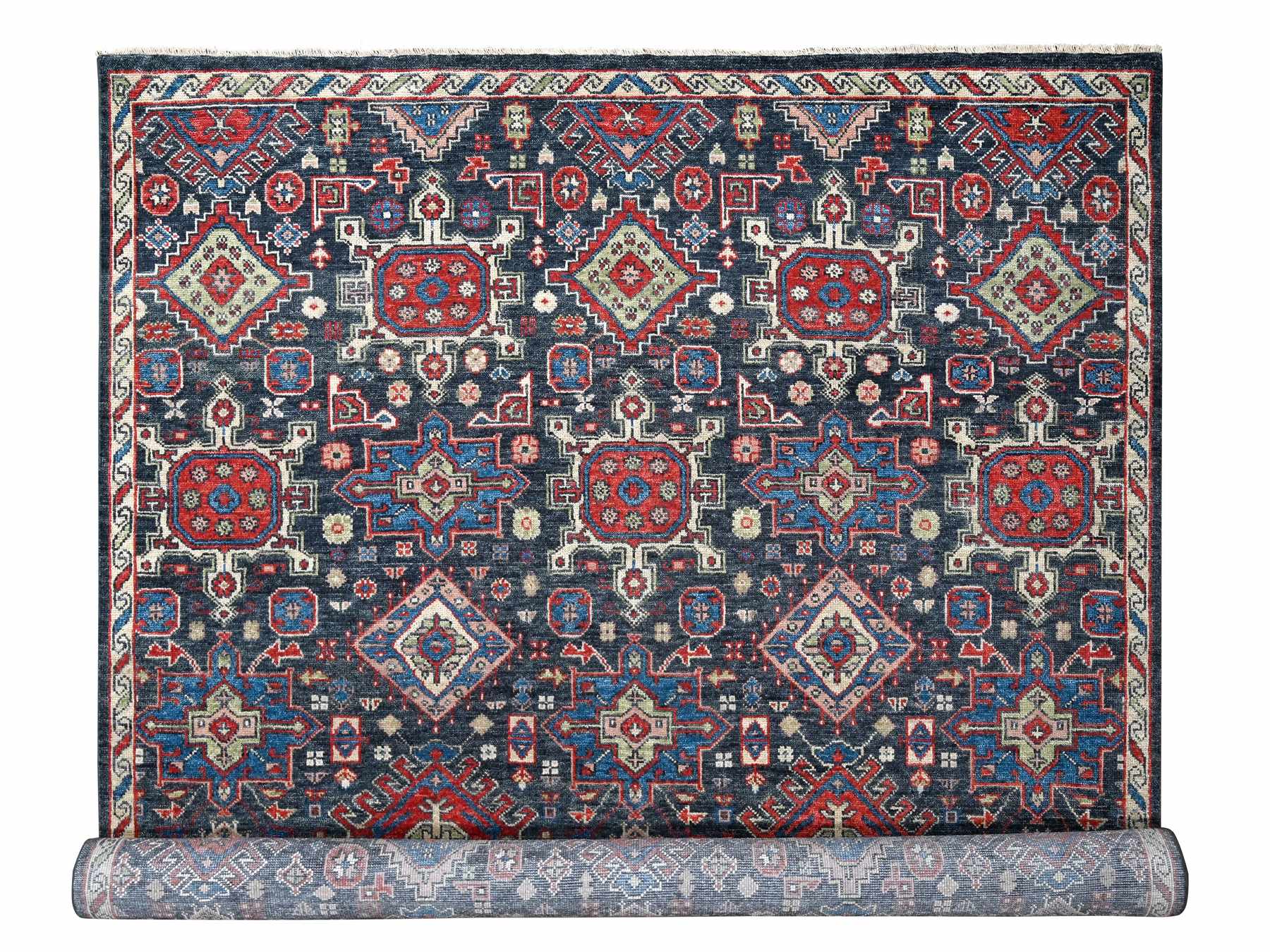 Heriz Heriz hand-knotted wool rug in Black & Ivory, 12' x 14'10" — SKU O084387