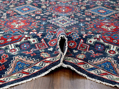 Black 12'0" x 14'10" Heriz Hand knotted Wool Rug - Sku: O084387